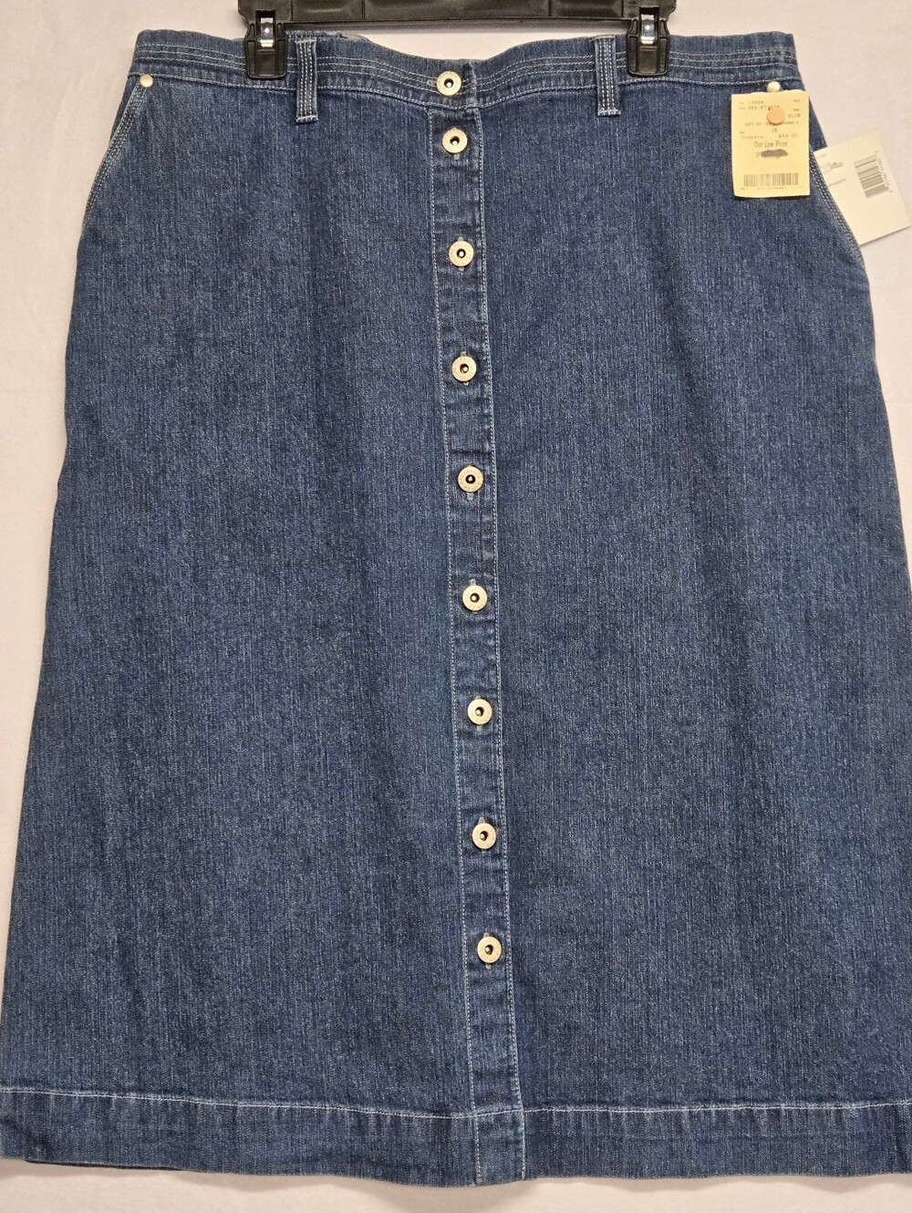 Sag Harbor 18 Denim Jean Skirt A Line Midi Button Down Front Pockets
